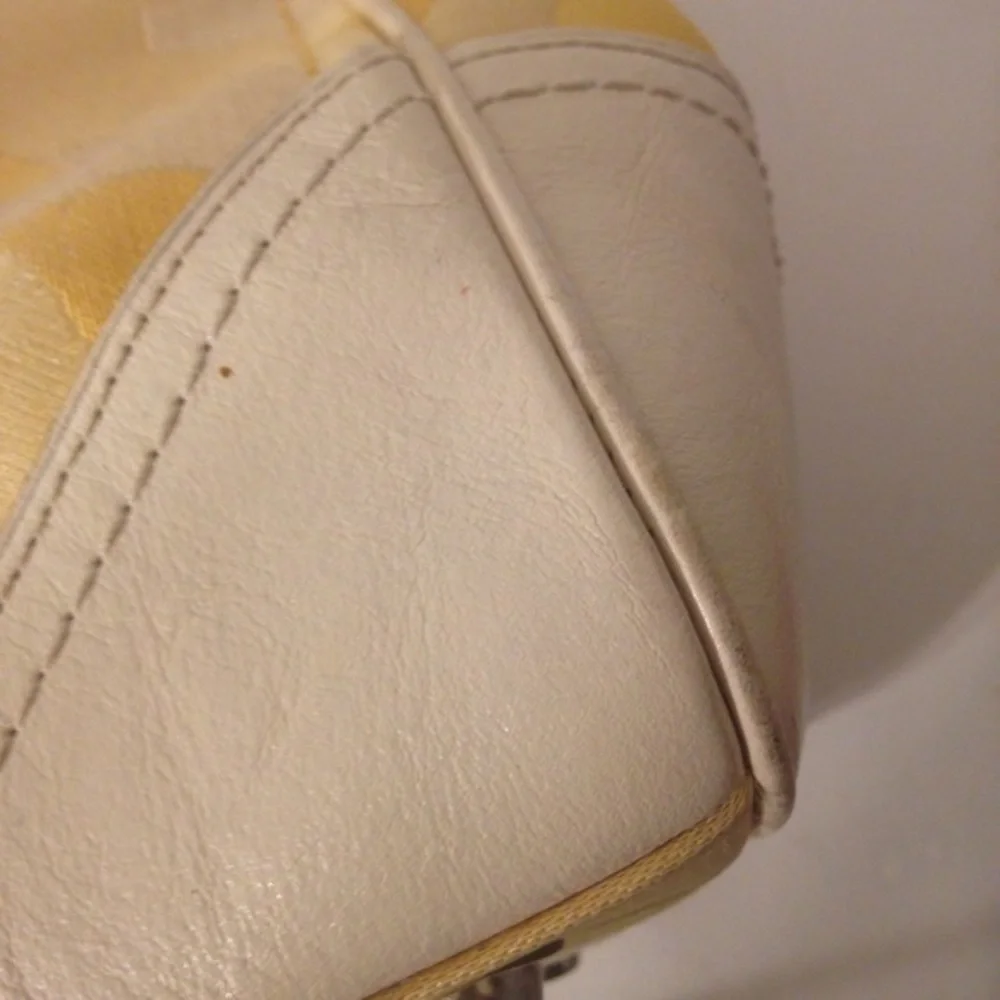 Coach yellow optic and leather tote